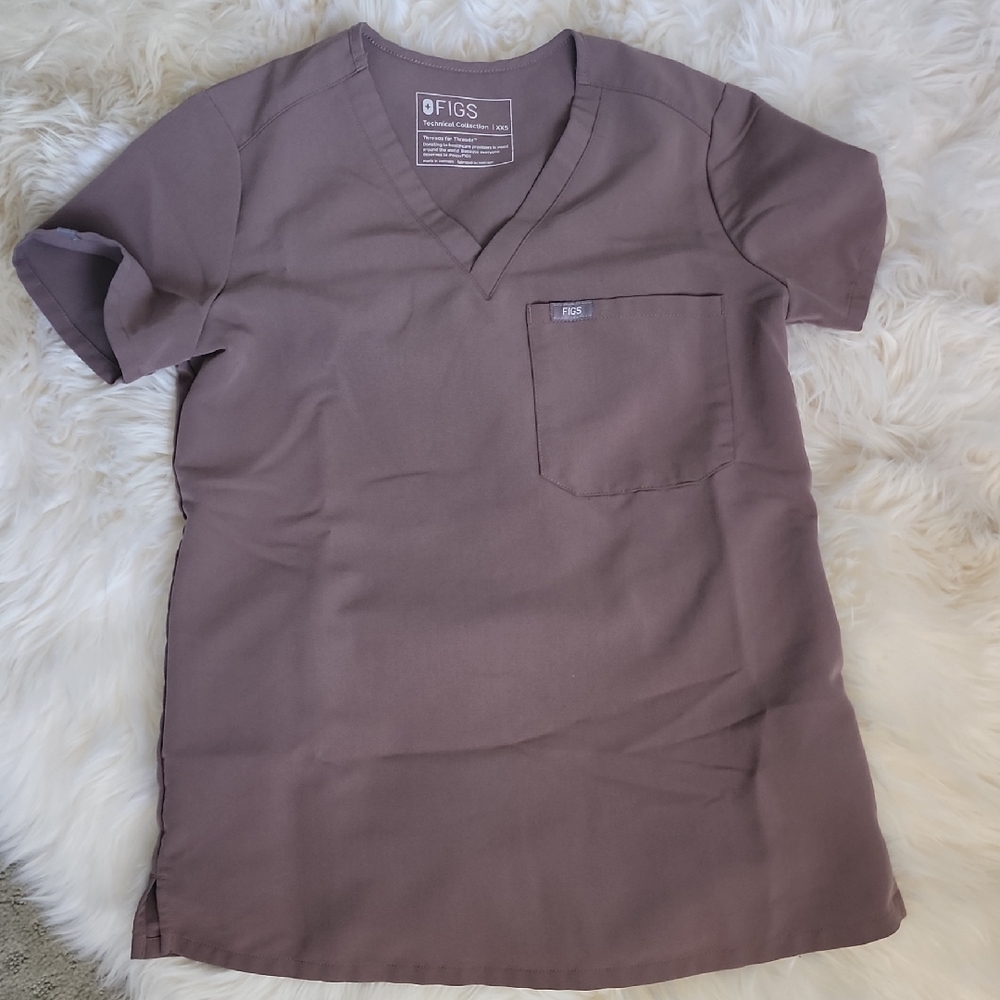 FIGS Grayish Catarina V-Neck Scrub Top Size XXS